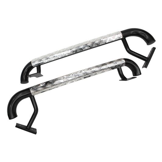Defender 90 (87-16) Side Steps [Black|Chequer Plate]