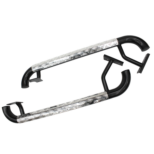 Defender 90 (87-16) Side Steps [Black|Chequer Plate]