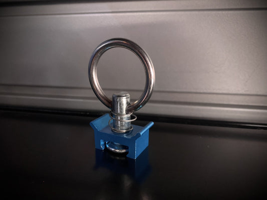 Tie Down Ring Spring Loaded used with Lashing Rail - Single - Blue